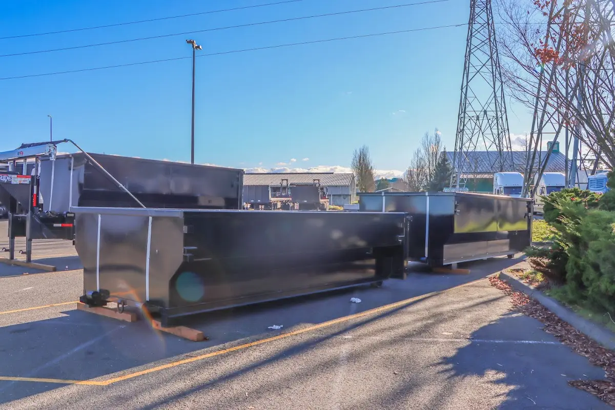 Roll-off dumpster ready for waste disposal at job site for Construction Dumpster Rental in Upper Gwynedd